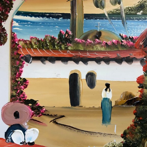 Hand painted tile art Mexico landscape scene on tile wall art - Picture 3 of 5